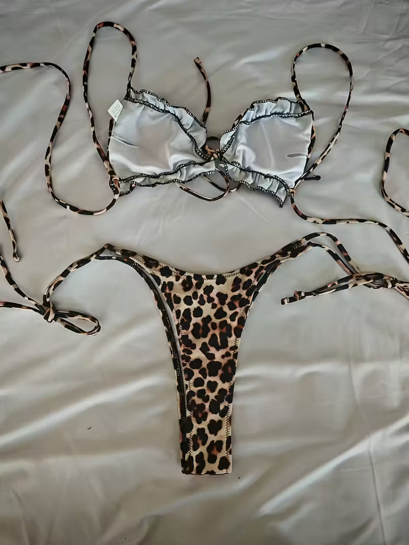 19925 1a-082 Bikini con Estampado de Leopardo 2Pzs