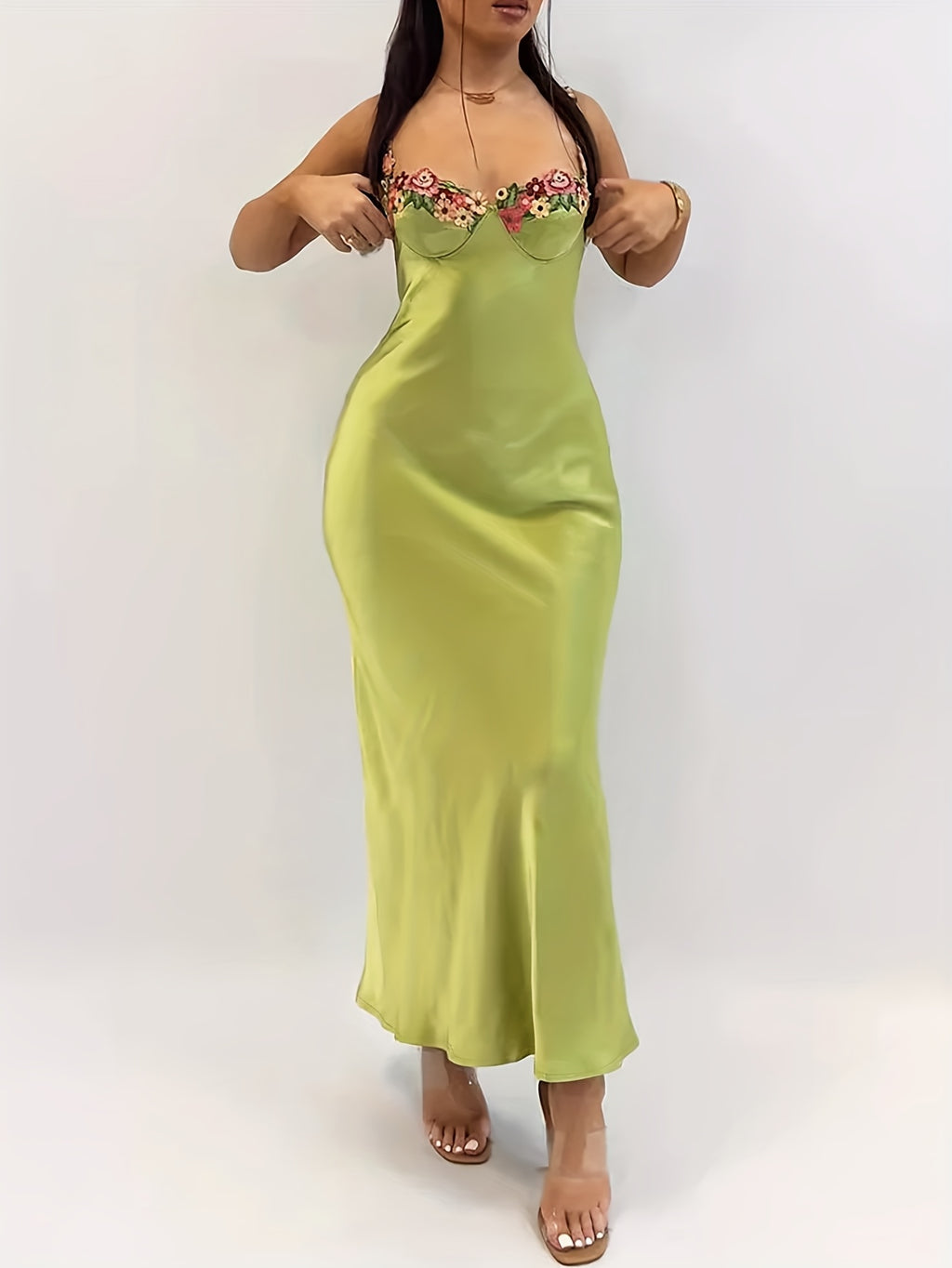 19465 1a-027 Vestido Sin Tirantes con Flores 1 Pza