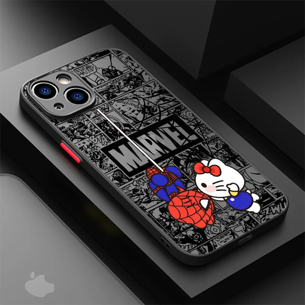 14253 2b-02-14 Funda de teléfono Spidermans & Hello Kitty