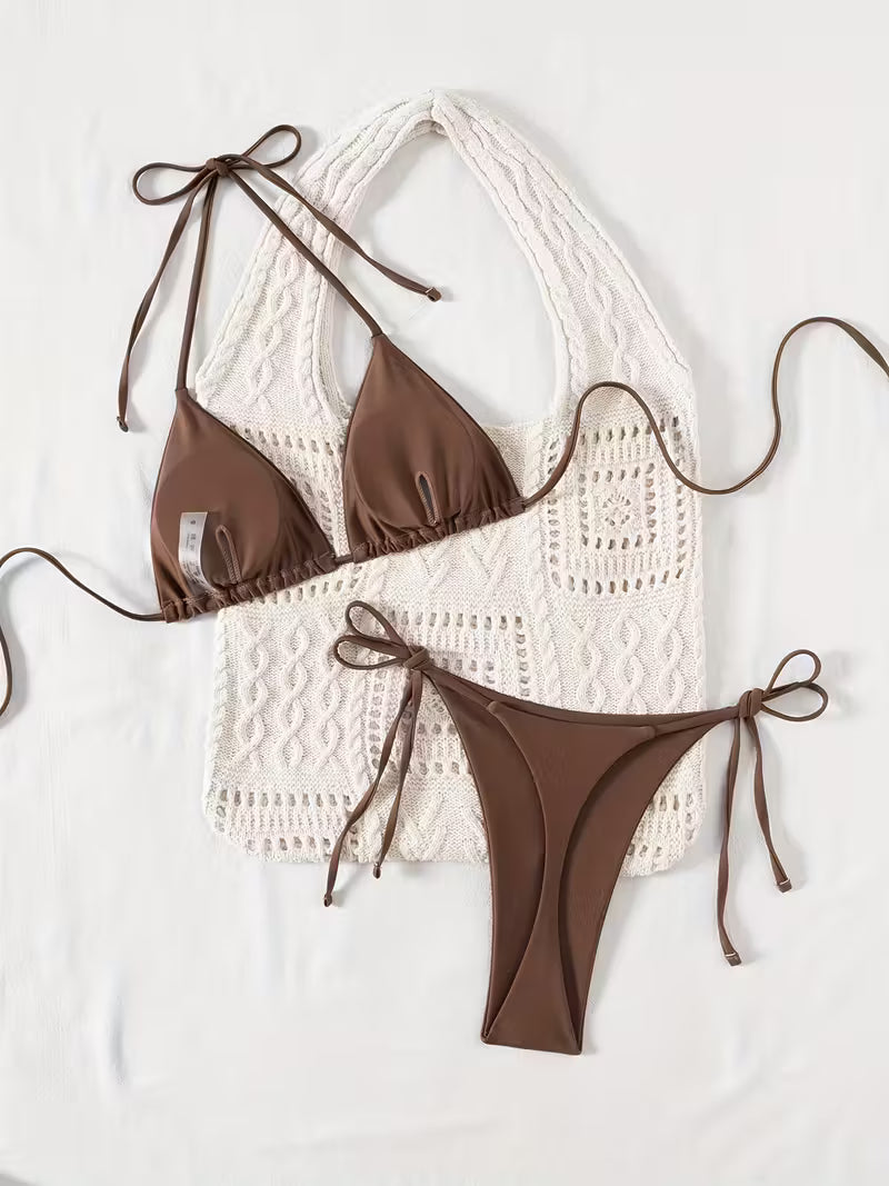 19922 1a-082 Bikini enterizo con tirantes al cuello y tanga