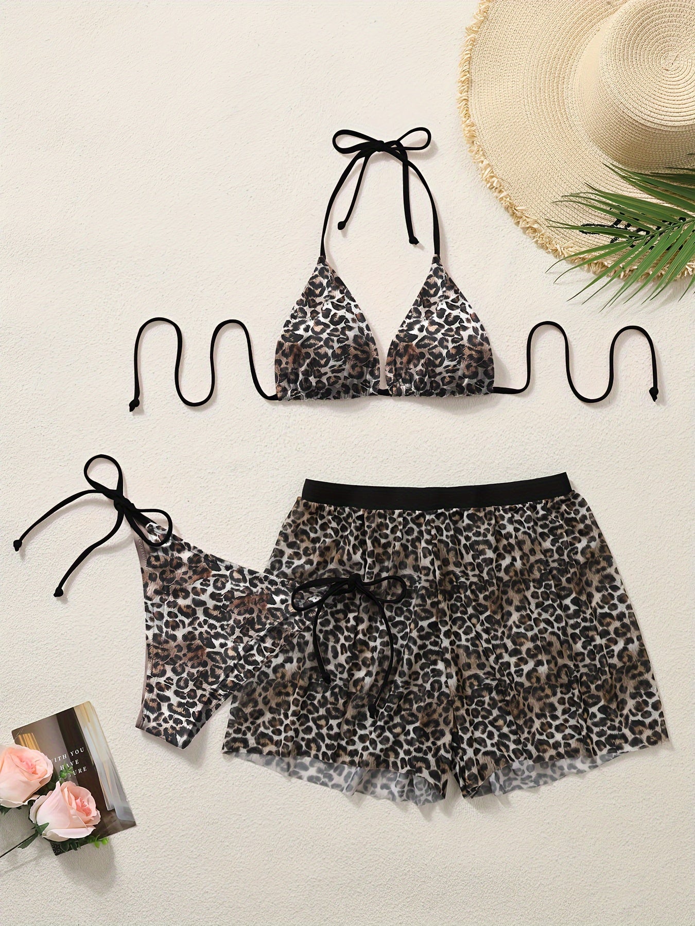 19560 1a-117 Conjunto de Bikini Animal Print 3 Pzas