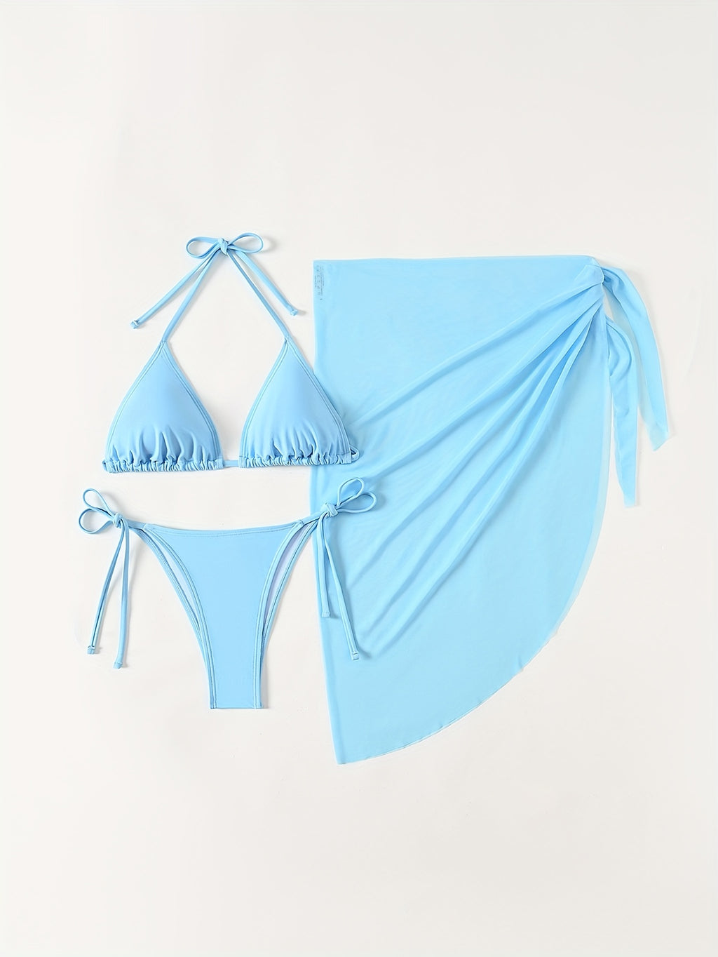 19473 1a-038 Conjunto Bikini Celeste 3 Pzas