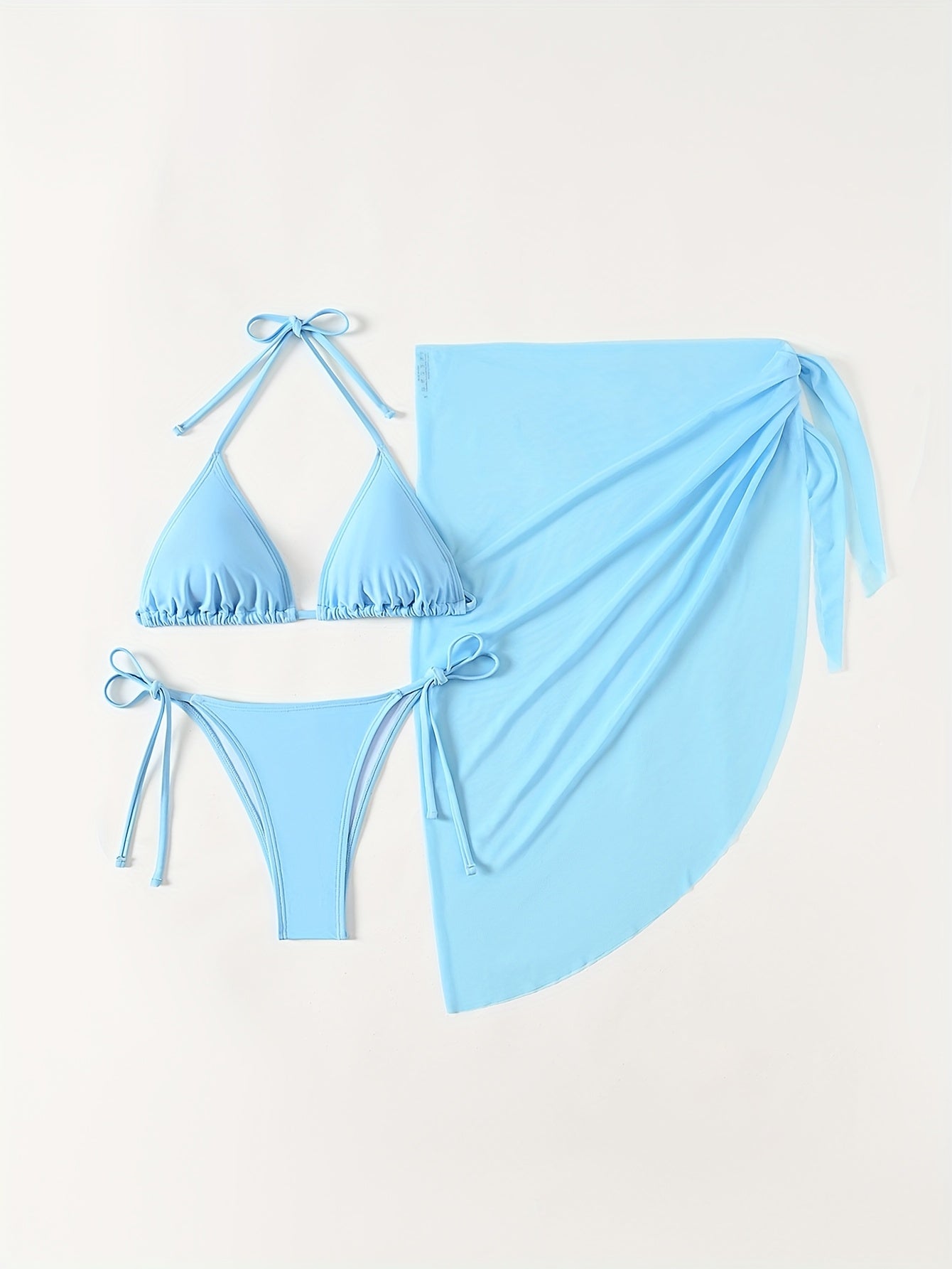 19473 1a-038 Conjunto Bikini Celeste 3 Pzas