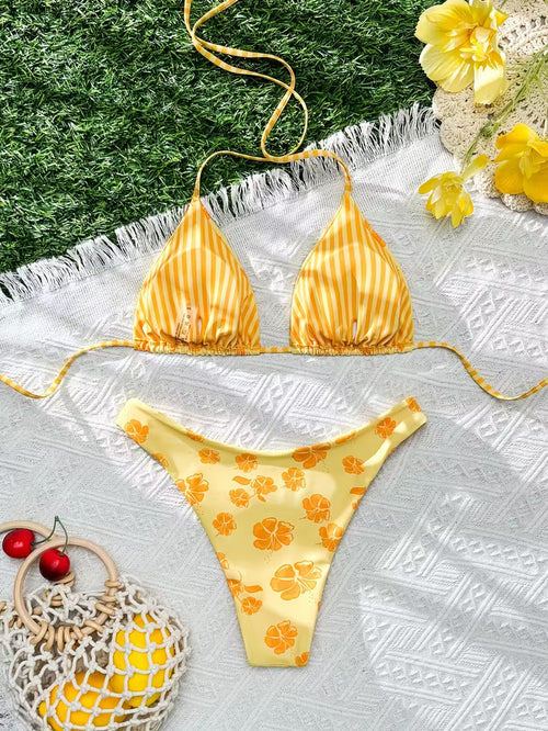 19854 1t-002 Conjunto de Bikini Bralette de Tela 2PZS