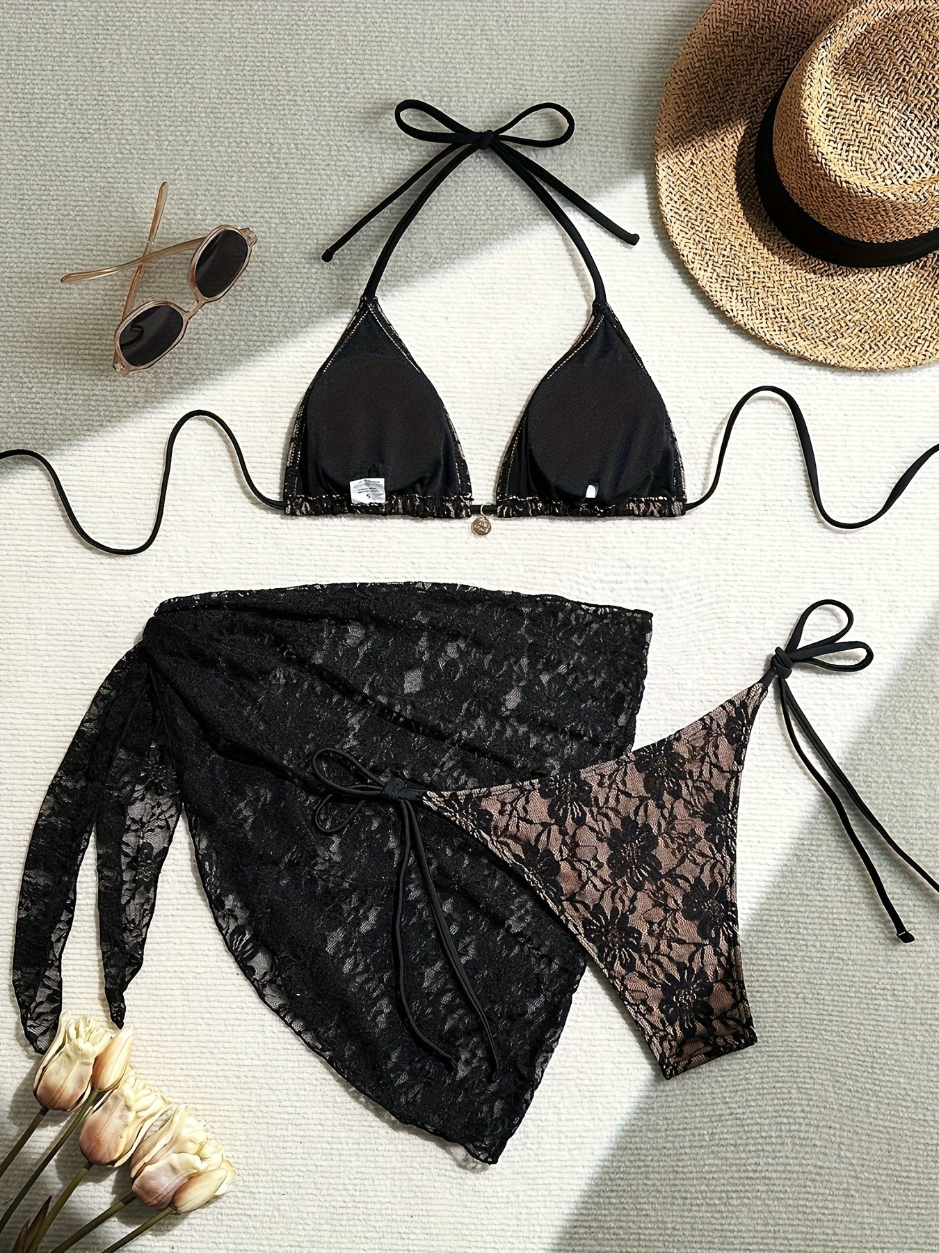 19450 1a-038 Conjunto Bikini Floral 3 Pzas