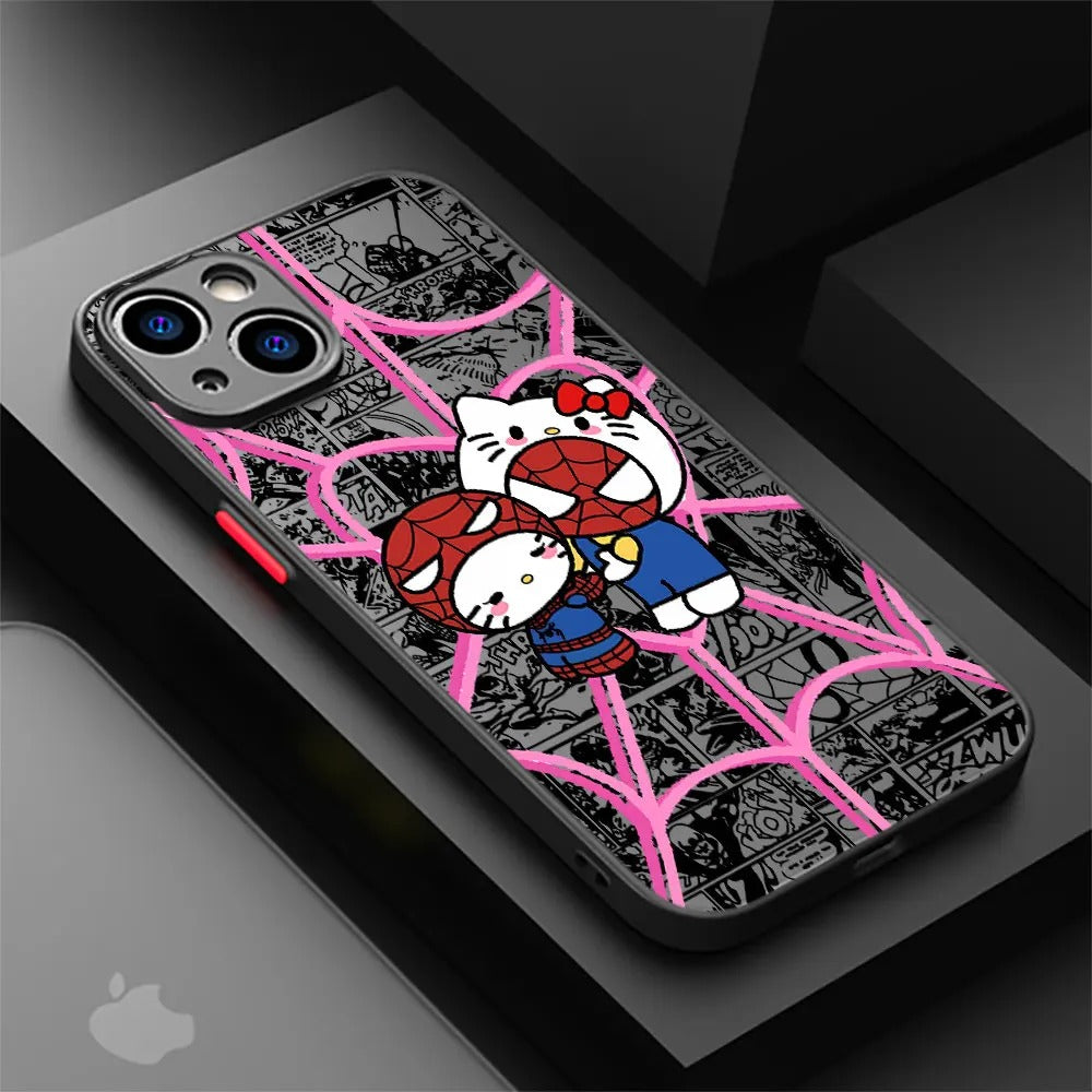 14252 2t-014 Funda de teléfono Spidermans & Hello Kitty