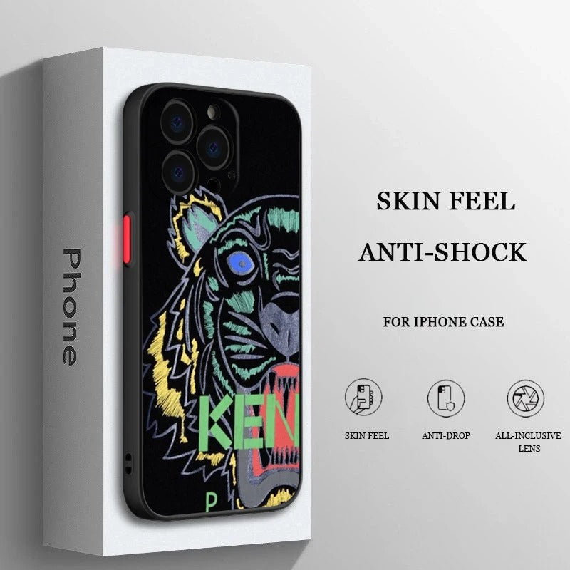 6501 2t-014 Funda de teléfono translúcida esmerilada con diseño de tigre