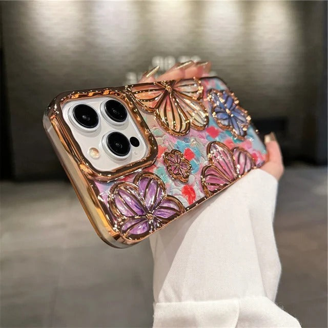 14178 2t-014 Funda chapada de lujo con flores 1 Pza