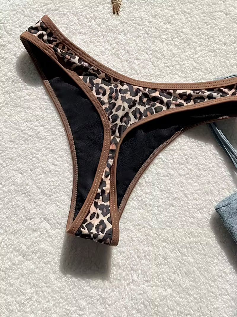 19932 1a-082 Bikini de leopardo sexy 2025 2Pzs