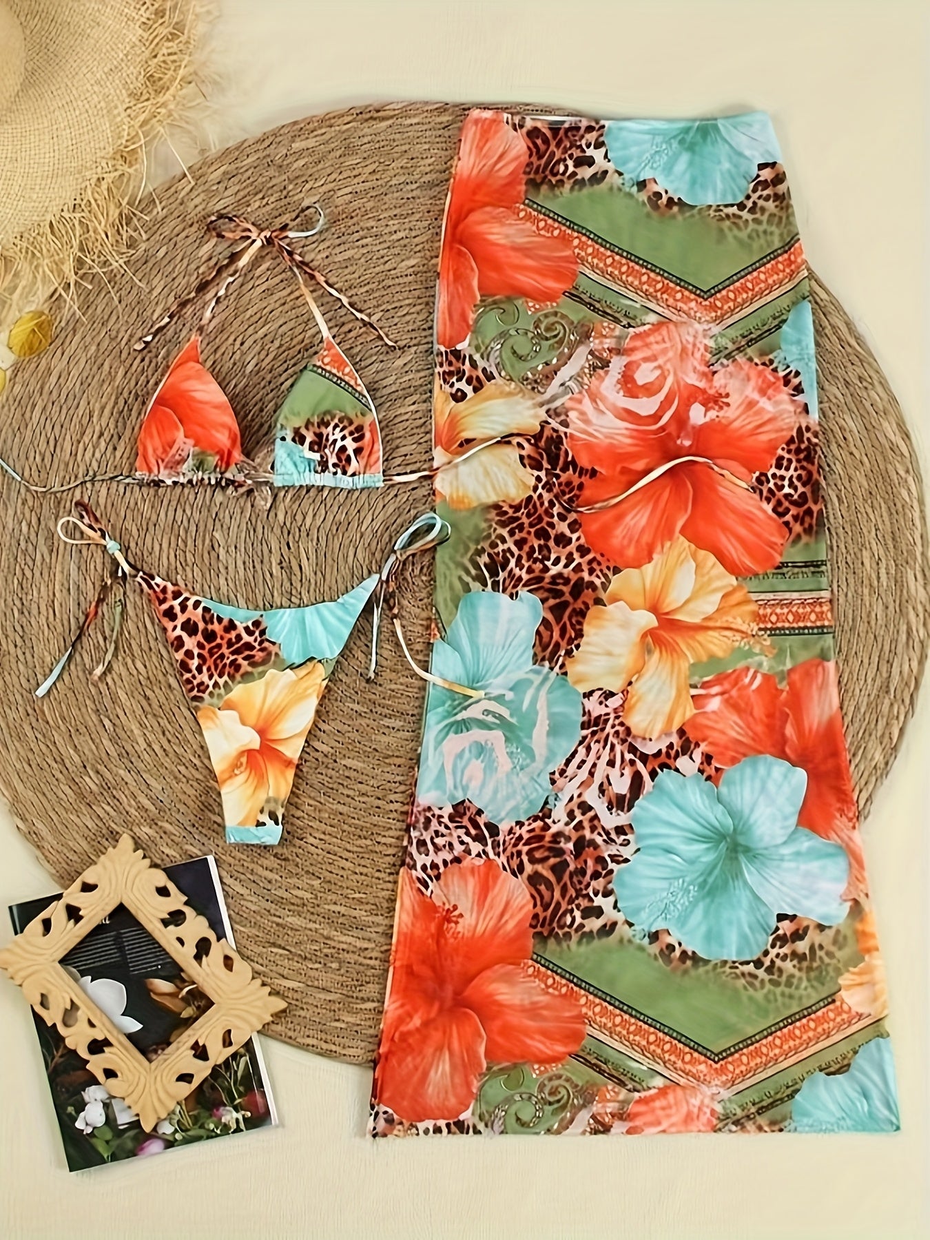 19677 1a-106 Conjunto Bikini Elegante 3 Pzas