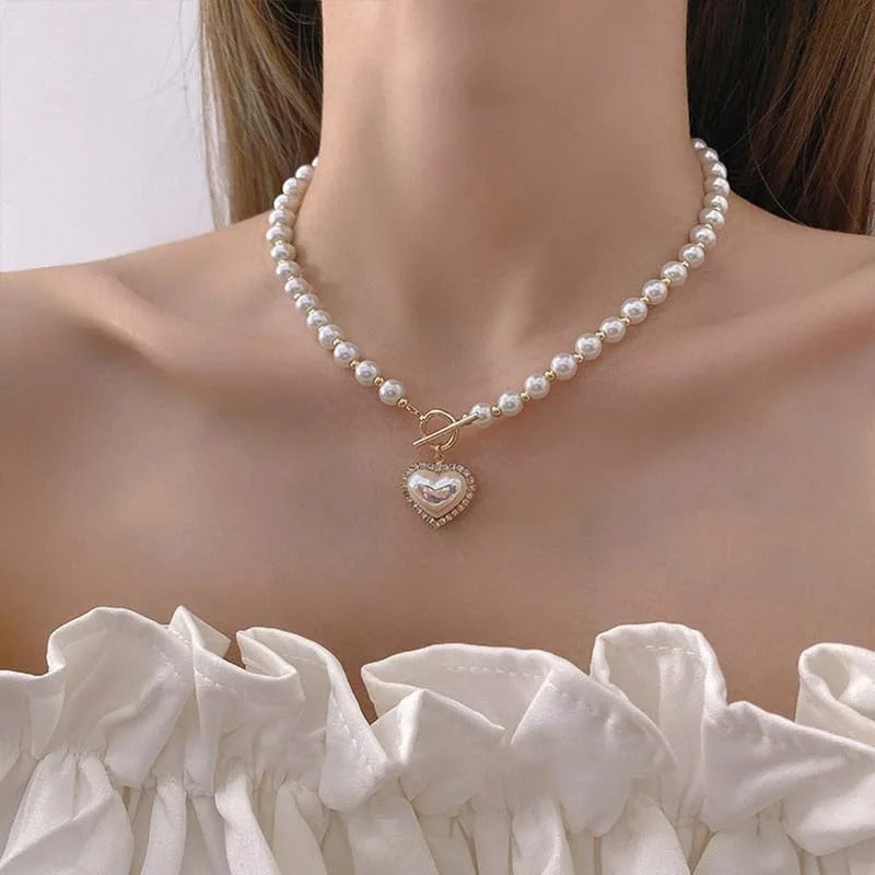 17122 1b-002 Collar de perlas en forma de corazón 1 Pza