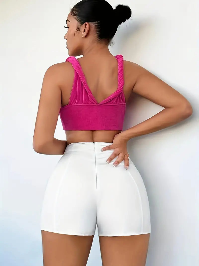 17768 1a-122 Shorts de cintura alta con bolsillos inclinados 1 Pza