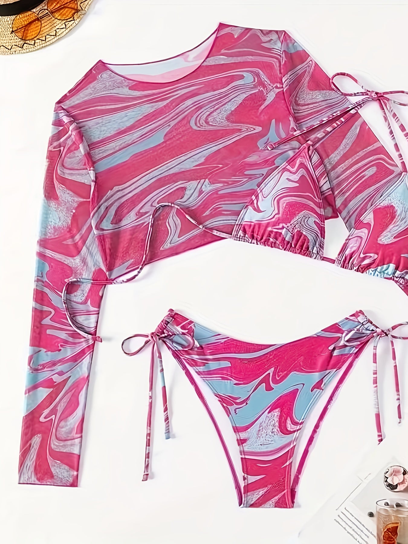 19668 1a-106 Conjunto Bikini Marmol 3 Pzas