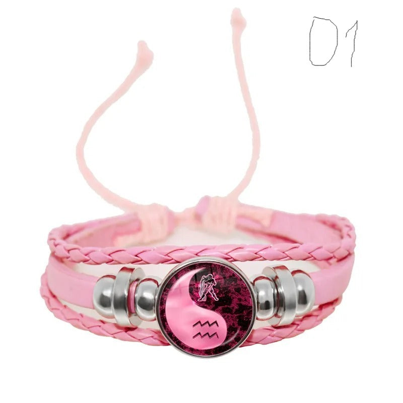 13766 1b-022 Pulsera de cuero rosa 1 Pza