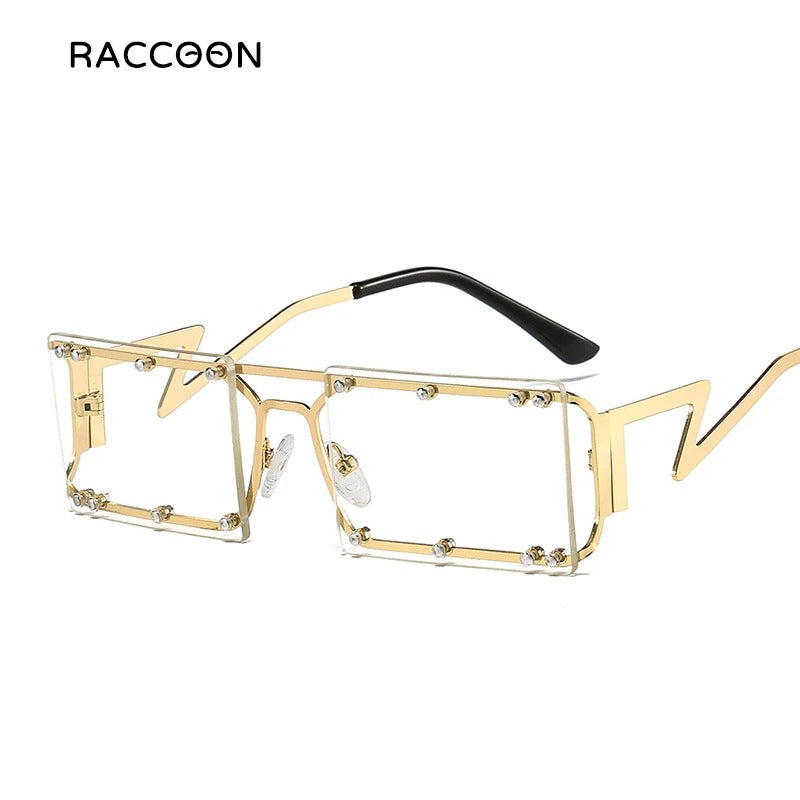5461 1l-393 Hip Hop remache grandes gafas de sol de las mujeres hueco tonos gafas de sol de Metal Irregular de las piernas de personalidad baile gafas de sol de fiesta