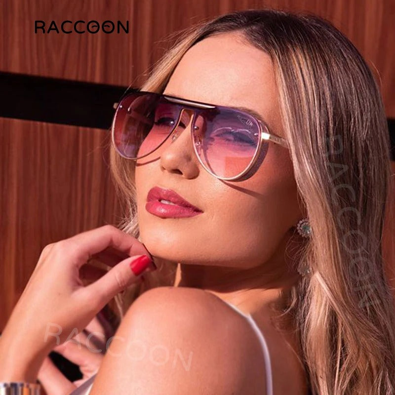 5459 1L-384  Gafas de sol ovaladas de estilo piloto Steampunk