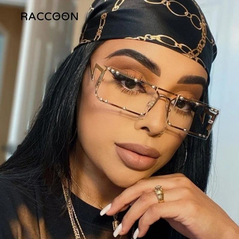 5461 1l-393 Hip Hop remache grandes gafas de sol de las mujeres hueco tonos gafas de sol de Metal Irregular de las piernas de personalidad baile gafas de sol de fiesta