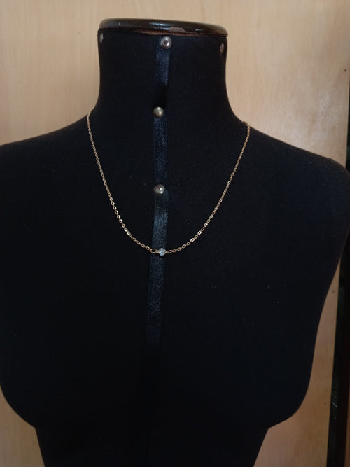 11227 1b-072 1 collar de cadena trasera con incrustaciones de circonia cúbica de diseño minimalista
