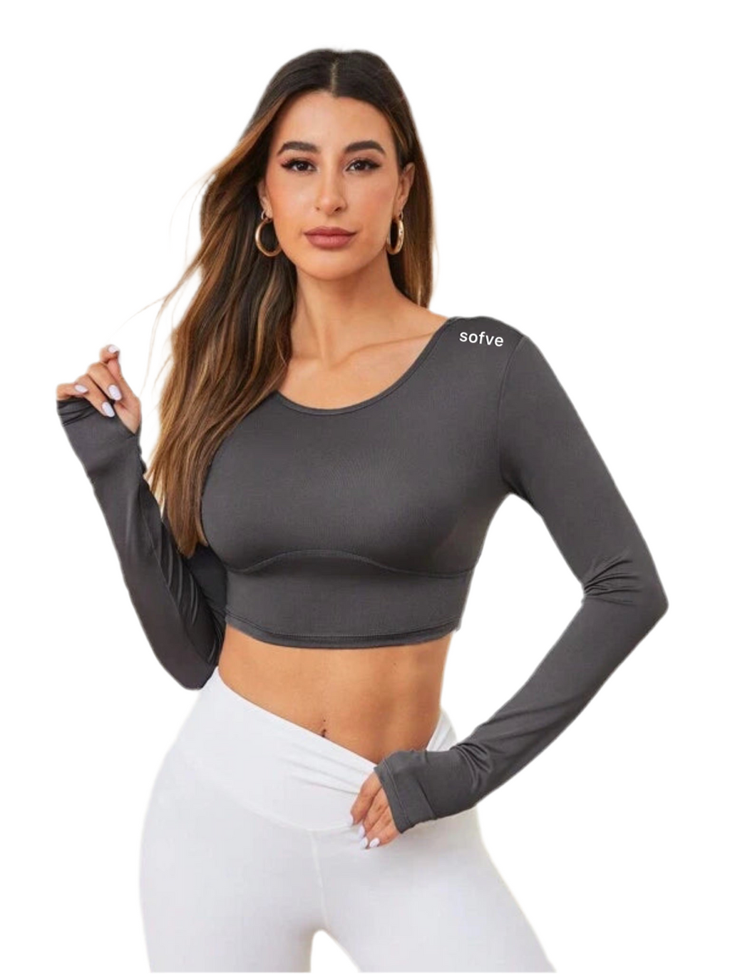 7153 1t-007 Camiseta SOFVE deportiva crop con abertura con cordón trasero