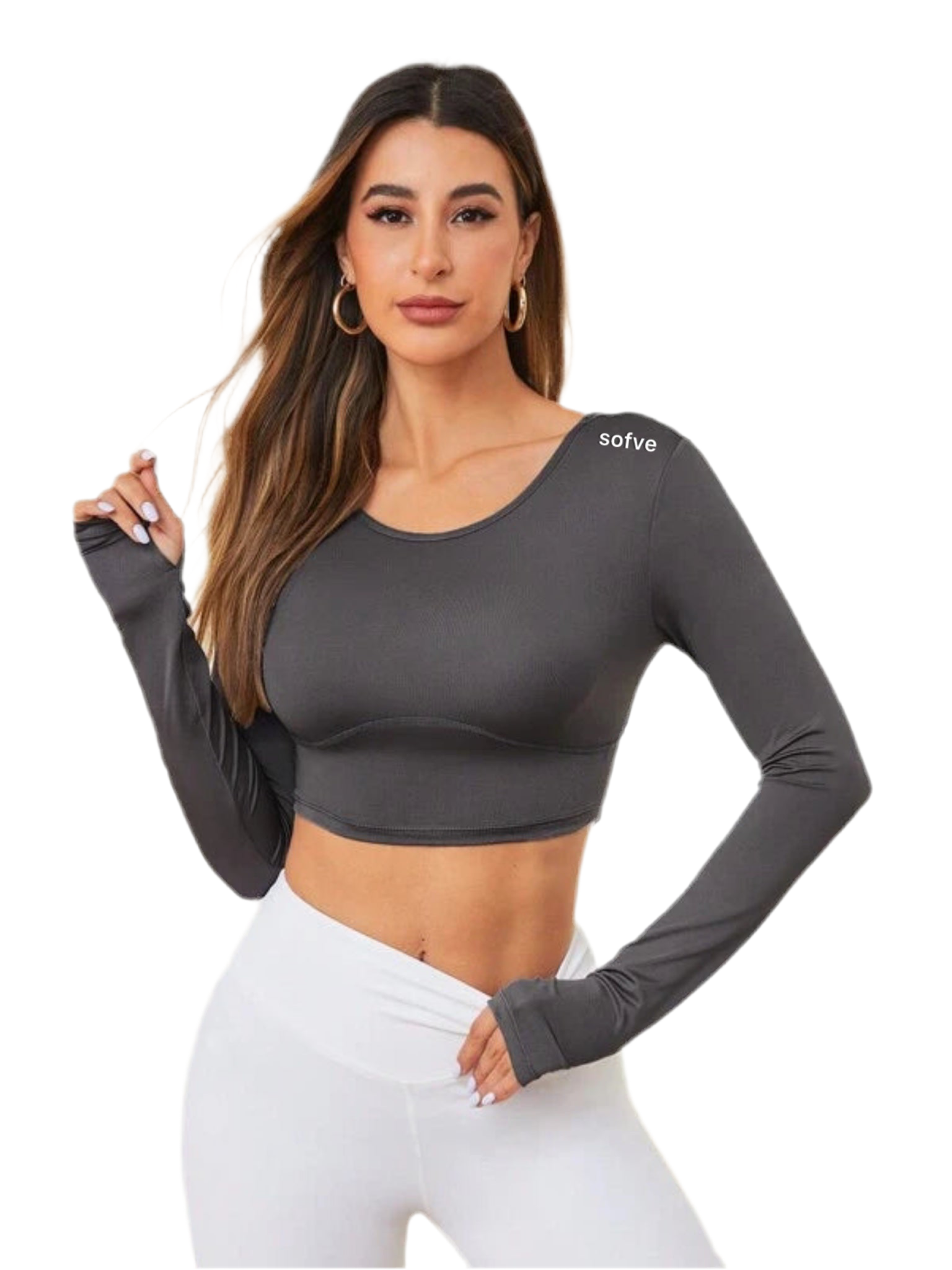 7153 1t-007 Camiseta SOFVE deportiva crop con abertura con cordón trasero