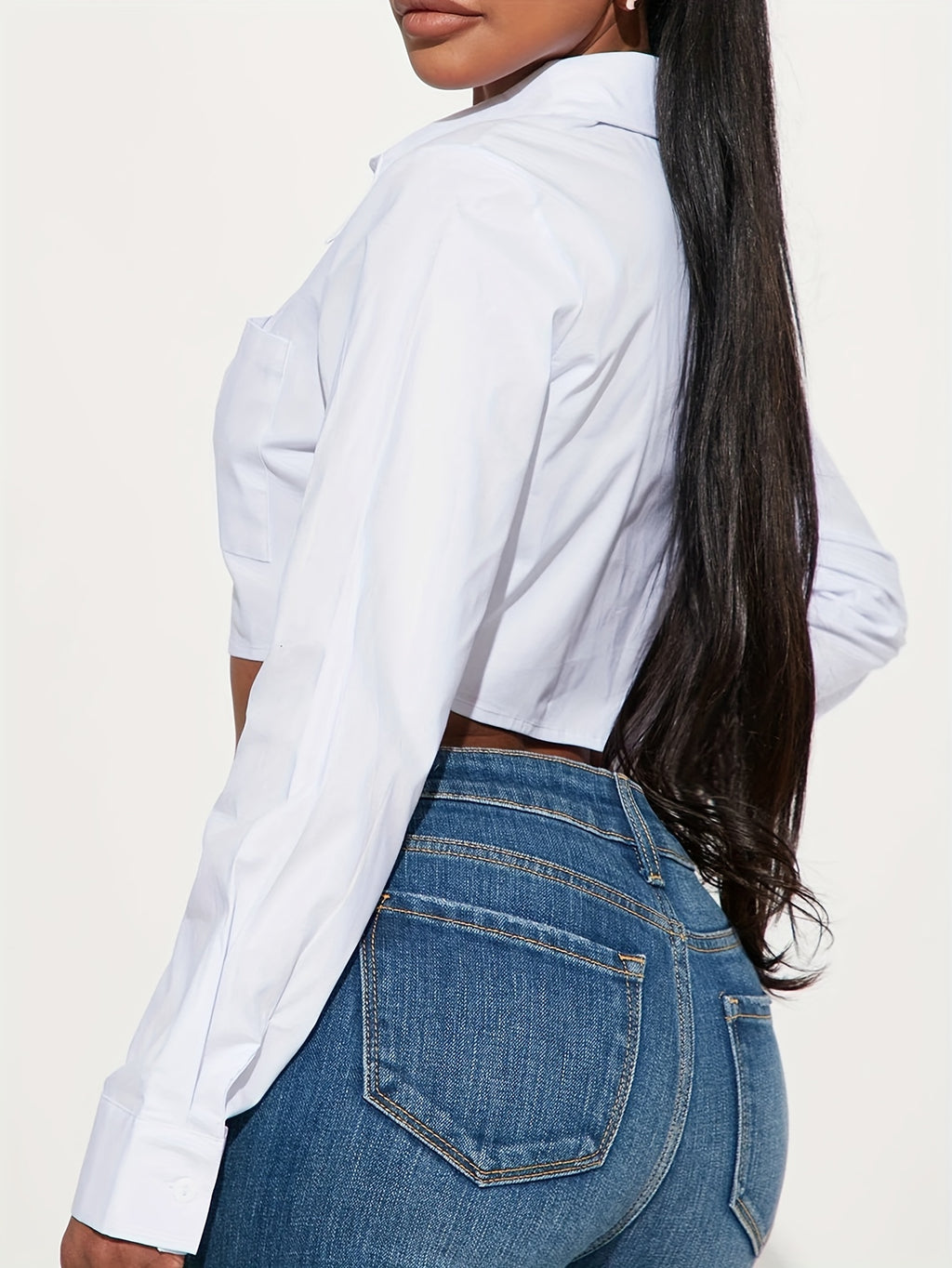 19205 1a-016 Blusa Corta Con Botones Sólidos 1 Pza