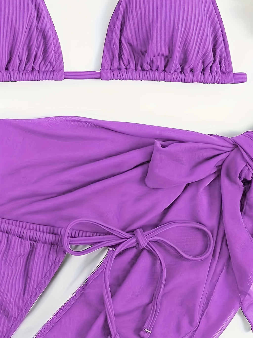 19459 1a-038 Conjunto Bikini Morado 3 Pzas