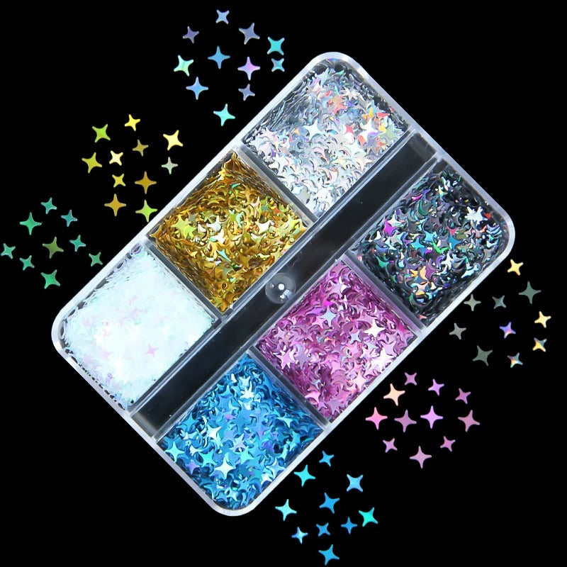 16801 1b-009 Purpurina holográfica para uñas 6 rejillas