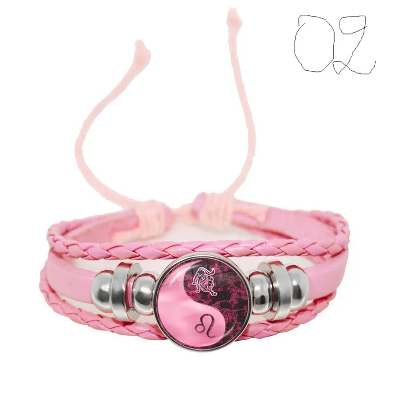 13766 1b-022 Pulsera de cuero rosa 1 Pza