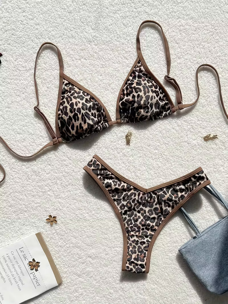 19932 1a-082 Bikini de leopardo sexy 2025 2Pzs