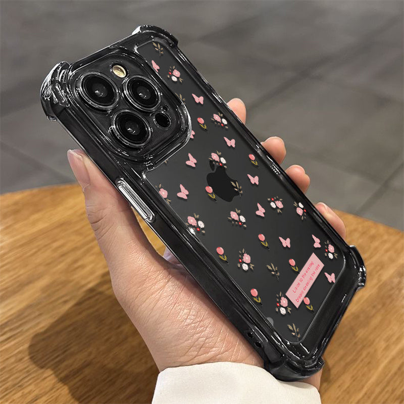 18306 2t-014 Funda Transparente Rosa con Patrón Floral 1 Pza