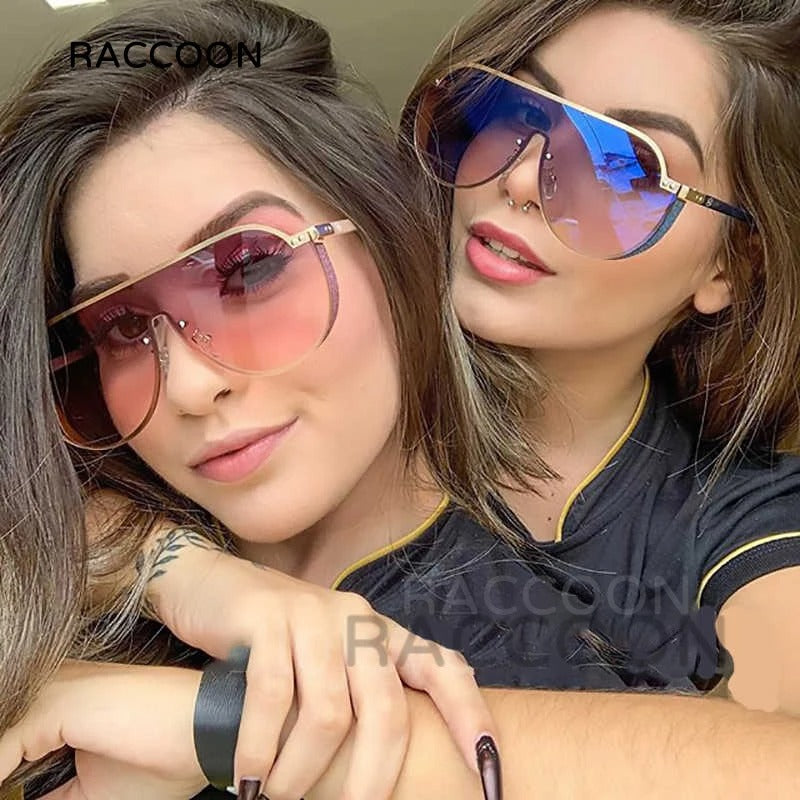 5459 1L-384  Gafas de sol ovaladas de estilo piloto Steampunk