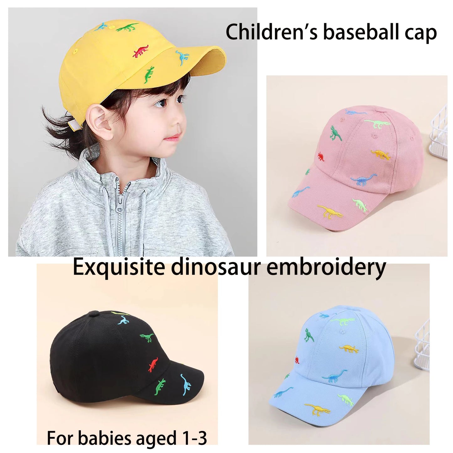 16458 1c-001 Sombrero bordado de dinosaurio 1 Pza