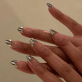 13649 2b-02-08 Set de 24 piezas de tiras de uñas francesas plateadas
