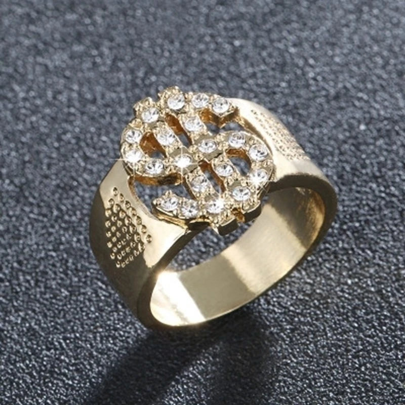 9786 1b-070 Anillo de signo de dólar de diamantes de imitación para hombres