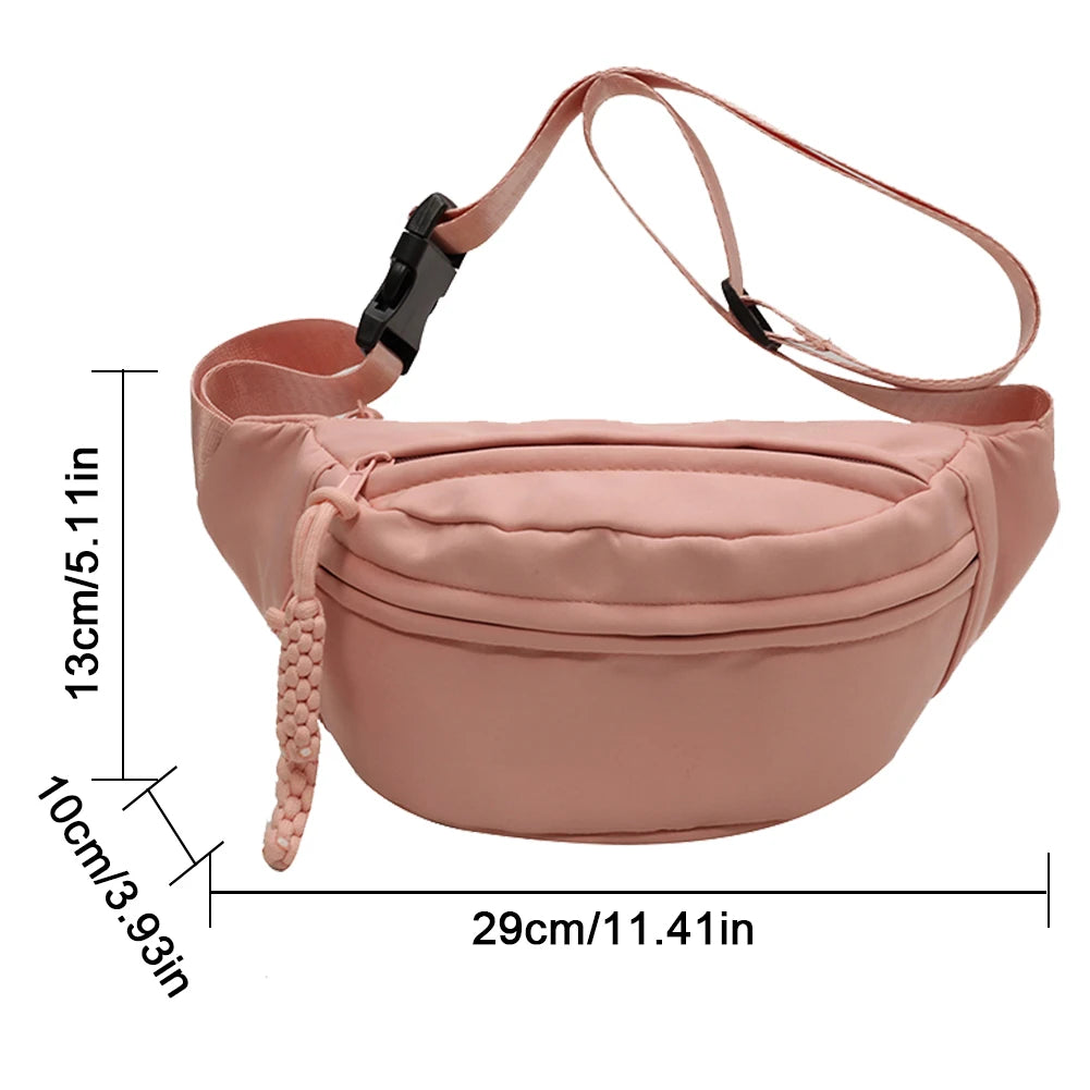 11379 1t-002 Bolso de pecho de plátano para mujer, bandolera de lona para correr, riñonera informal deportiva