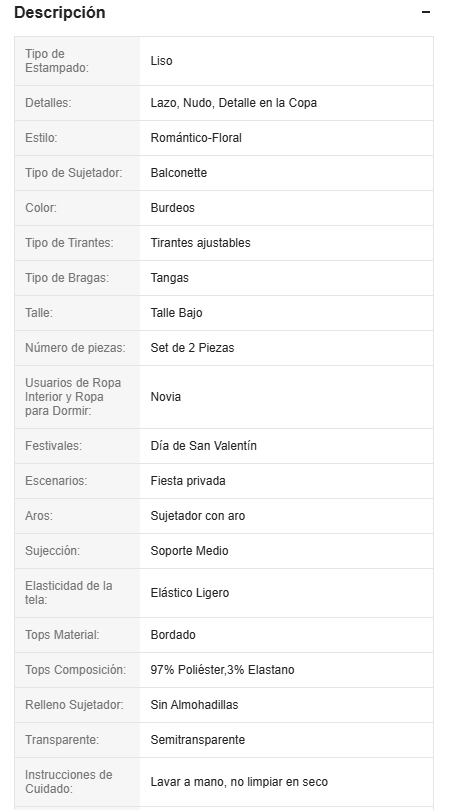 19894 1a-024 Lencería sexy con bordado romántico 2Pzs