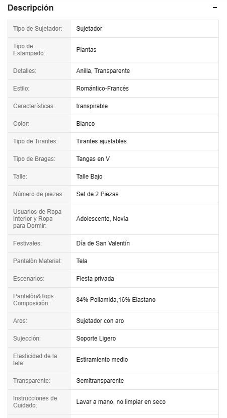 19896 1a-024 Lencería encaje floral con sujetador con aros y panty a juego 2Pzs