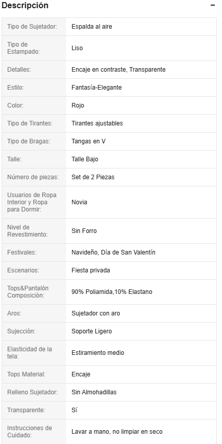 19940 1a-009 Lencería con sujetador de encaje transparente 2Pzs