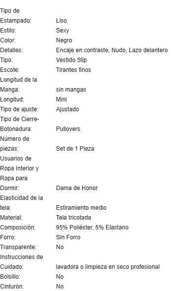 19831 id-219 Camisón de encaje con detalles de corbata al frente