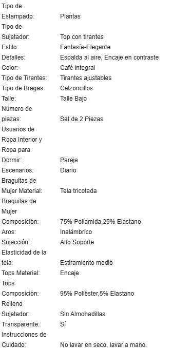 19832 id-015 Conjunto de lencería de lujo con sujetador triangular de encaje 2Pzs