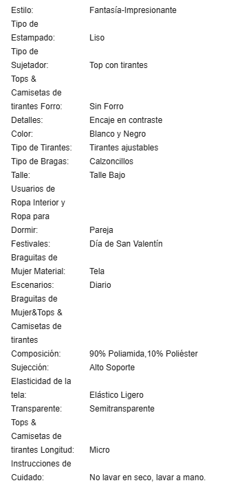 19826 id-015 Conjunto de lencería de lujo con encaje 2Pzs