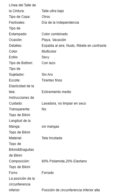 19765 1a-106 Conjunto de bikini de dos piezas con bralette con ribete en contraste y Bottom con detalles de atar a los lados 2Pzs