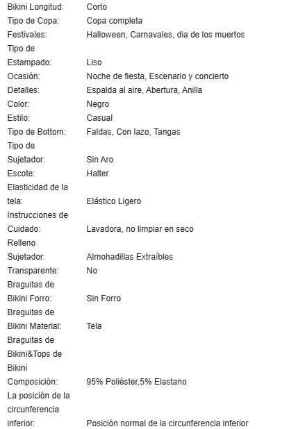 19799  1a-122 Bikini estilo gótico punk para mujer 3Pzs