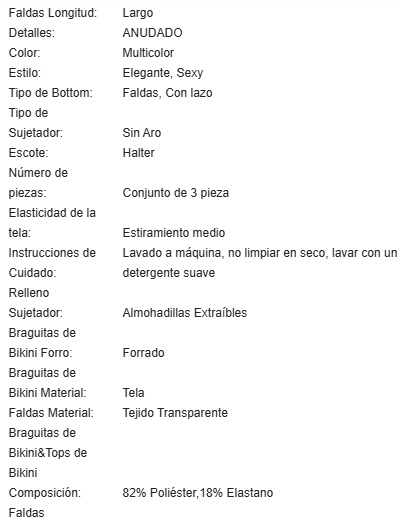 19802 1a-122 Traje de baño de verano para mujeres con parte superior de halter 3Pzs