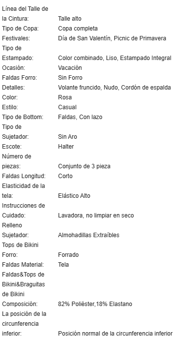 19908 1a-128 Traje de baño para mujer con tirantes de encaje 3Pzs