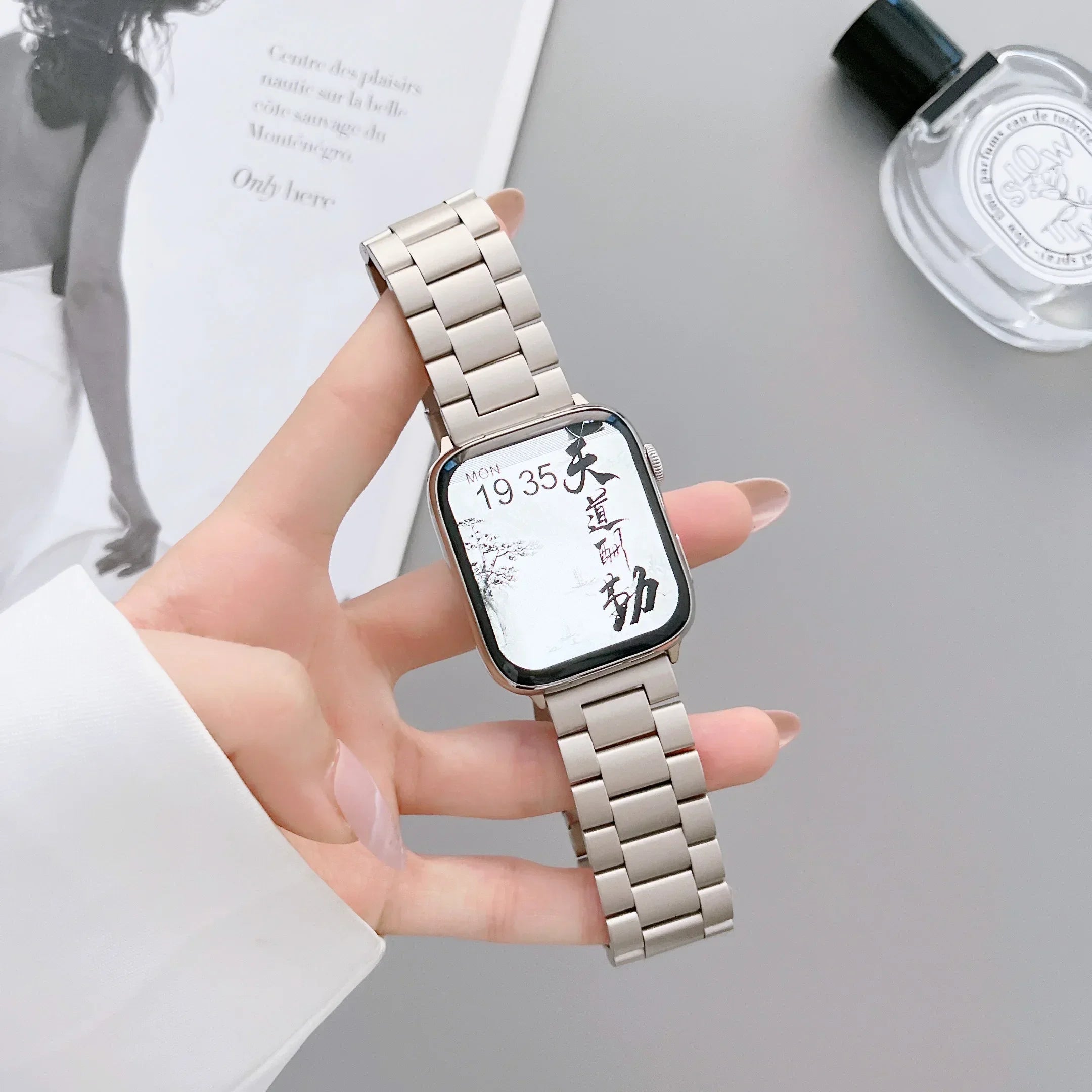 10830 2t-005 Correa de cadena de acero Starlight para Apple Watch