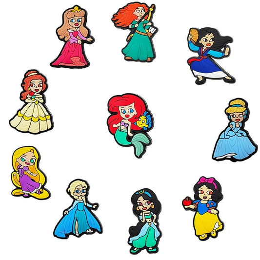 10493 1b-024 Diez piezas pines Decorations PVC princesas