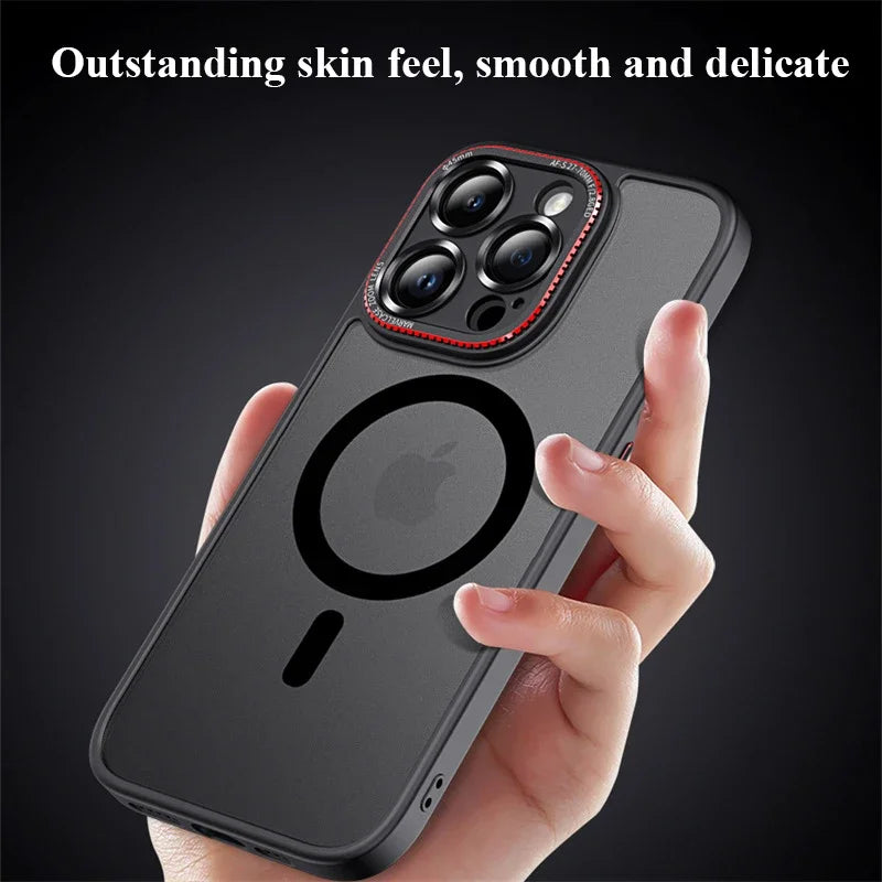 11276 2t-014 Funda magnética transparente de parachoques mate de lujo para iPhone