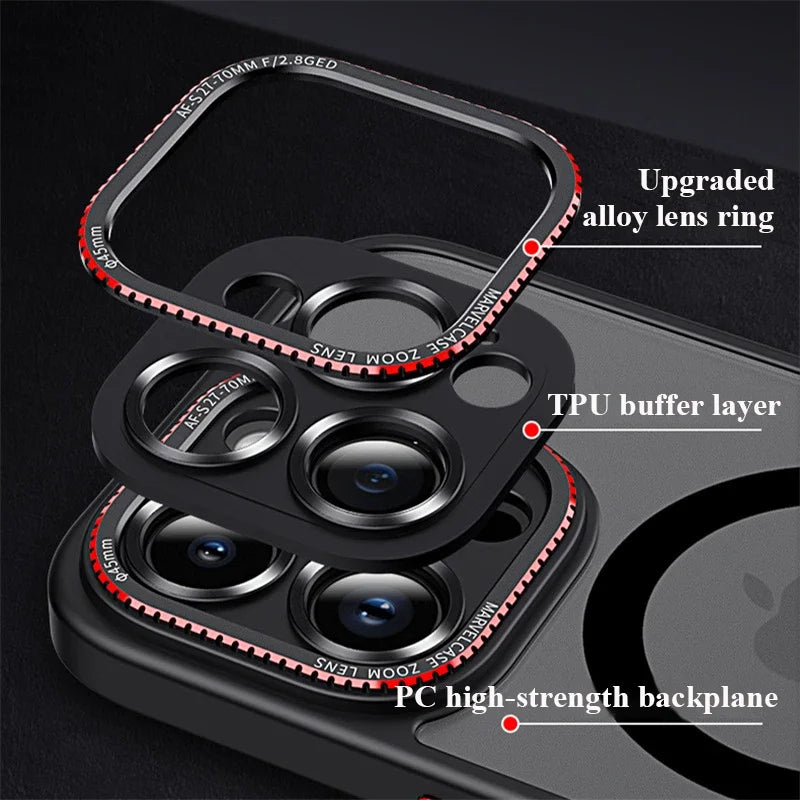 11276 2t-014 Funda magnética transparente de parachoques mate de lujo para iPhone