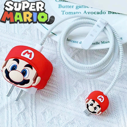 11327 B04-01 Funda protectora de Super Mario Bros para iPhone, cubierta de Cables digitales